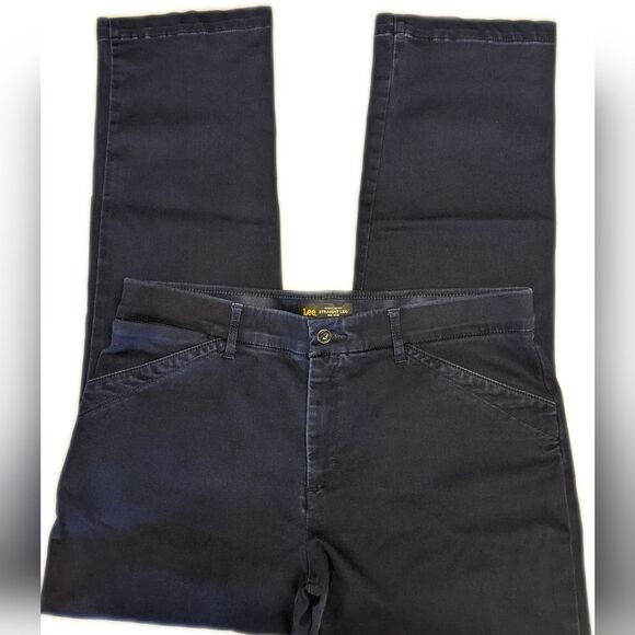 Lee Regular Fit Straight Leg Mid Rise navy blue Flex Motion pants, size 14 - Picture 2 of 7